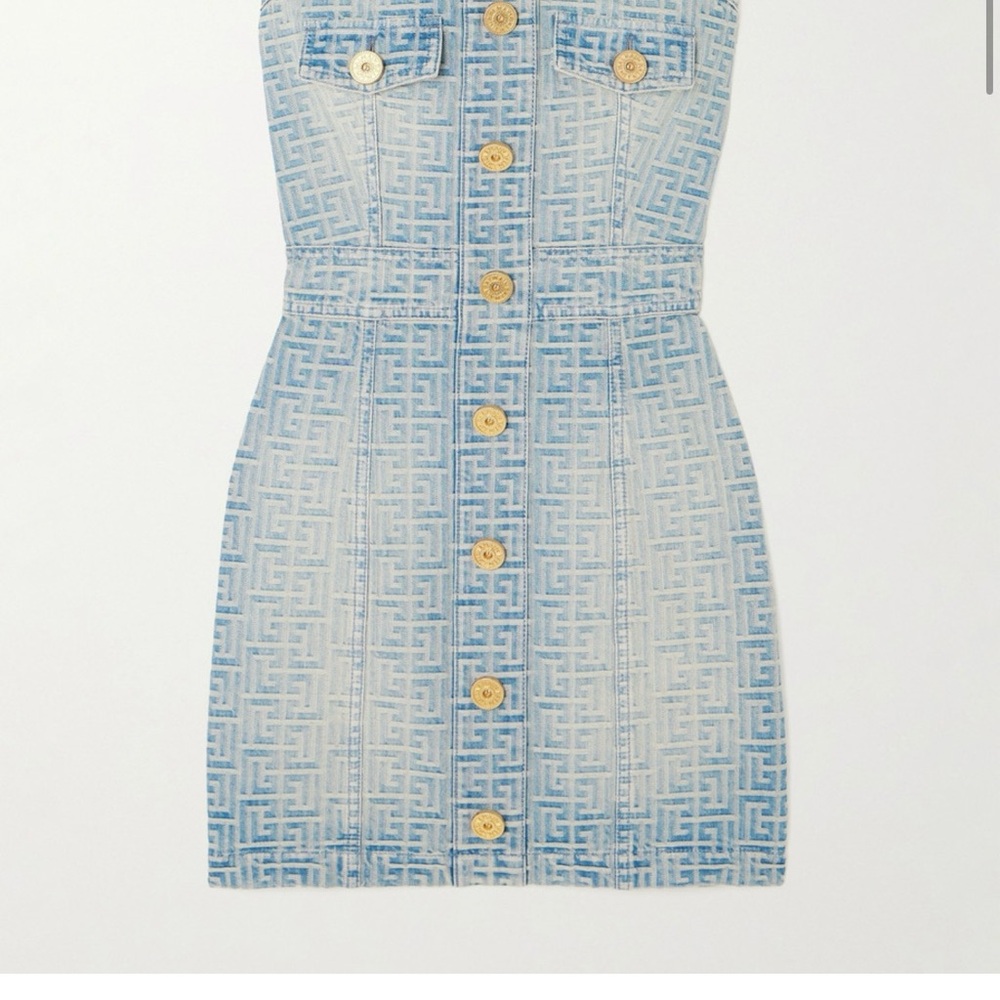 Balmain Blue Geometric Mini Dress FR 44